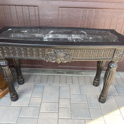 Fancy Marble Console Side Wooden Table 