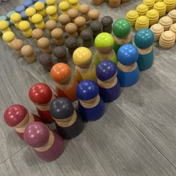 12 PCS Rainbow Wood Peg Dolls Wooden Pretend Play People Figures for Toddlers Preschool Learning Educational Toys Wooden Toddler Toys for Boys Girls