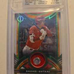 2023 TOPPS TRIBUTE STAMP OF APPROVAL RELICS GREEN NUMBERED 63/99 " SHOHEI OHTANI ".