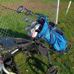 Set Of Callaway Golf Clubs With Bag And Cart 