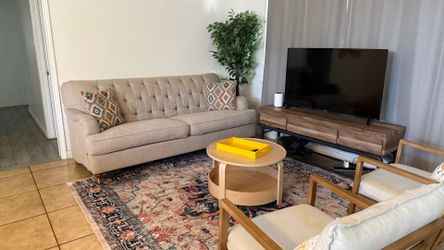 80 inch beige fabric couch