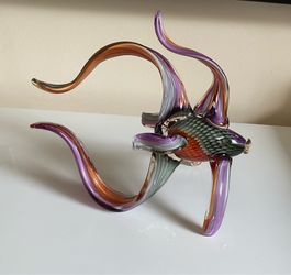 An  American Craftsman Art  Large Glass Angel Fish Sculpture in Style of Hudson