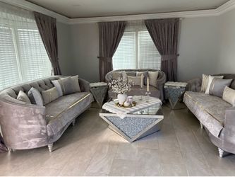 Three couch with coffee table sets