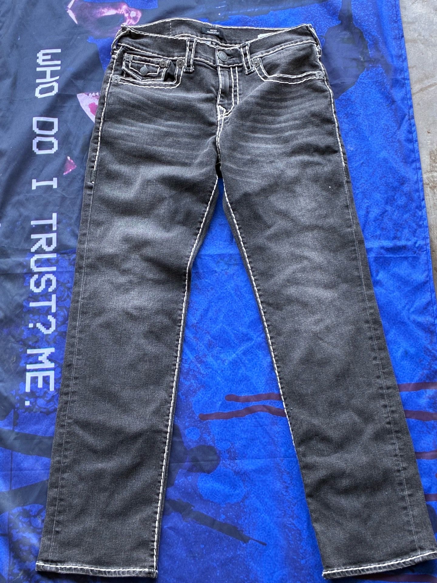 size 32 ricky dark grey rope stitch true religion mens pants