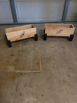 NEW Wooden Planter Boxes with Black Legs – Set of 2