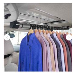 Beinhome Rubber Car Clothes Hanger Bar, Expandable Heavy Duty Car Clothes Rack Expanded to 63 inches, Suitable for Most Cars, Trucks, SUVs, Vans, RVs,