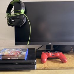 Ps4 With Gaming Monitor And Two Games