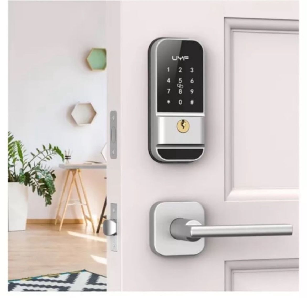 Keyless Entry Smart Door Lock with Handle Set，Front Door Keypad Lock Touchscreen