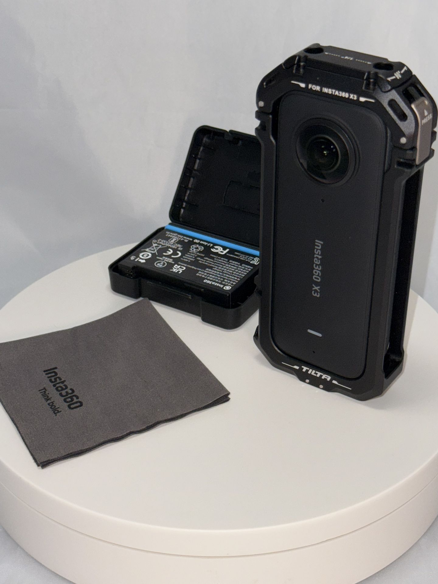 Insta360 X3 with rugged case and extra battery