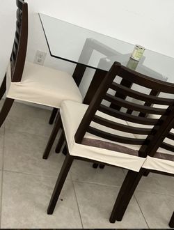 Dining Table + 4 Chairs OR GLASS TOP ALONE