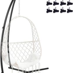Hammock Chair Stands, Hanging Metal C-Stand for Chair, Indoor/Outdoor Heavy Duty Steel Solid Air Porch Egg Swing Stand Only Construction for Patio Dec
