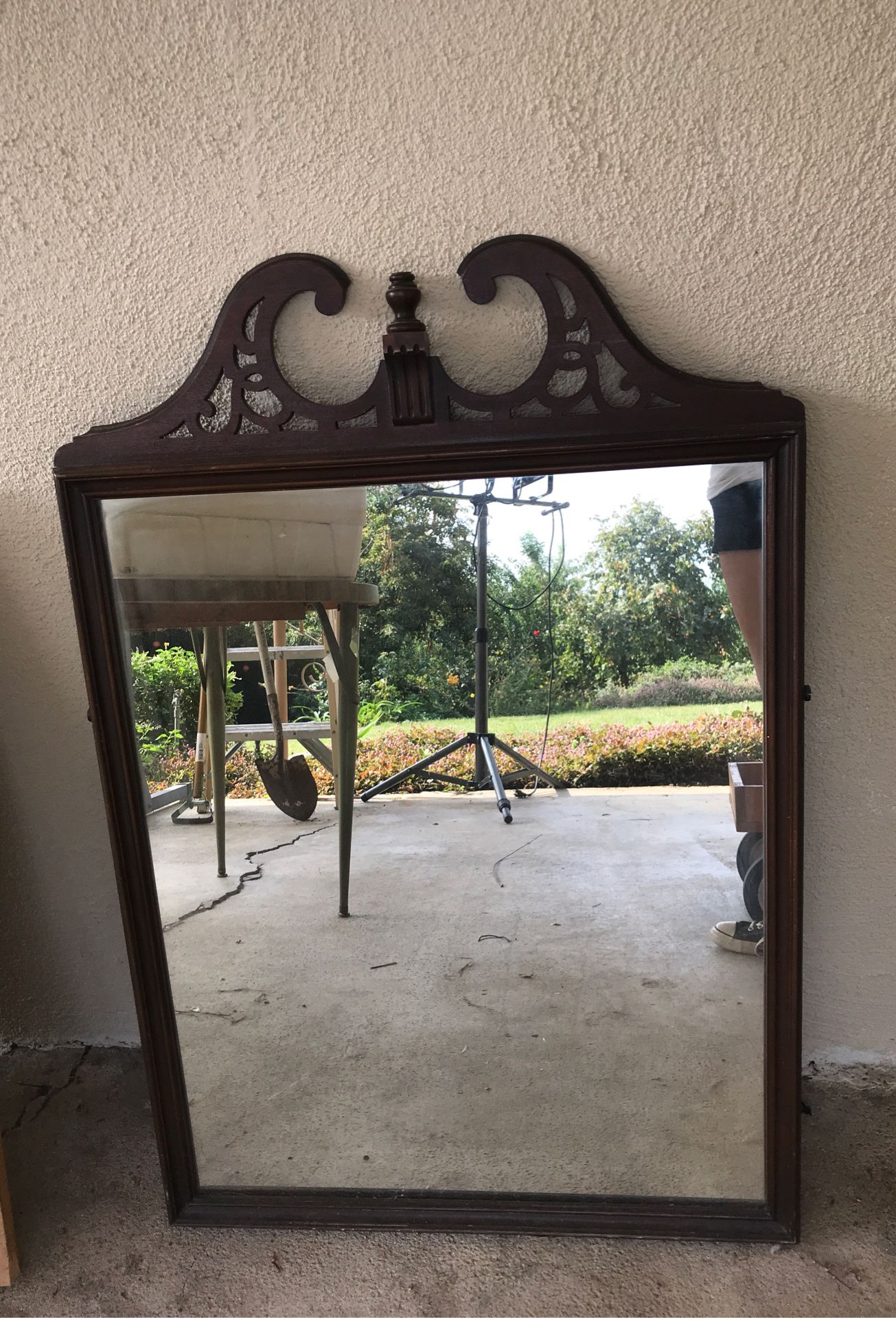 Antique Mirror 32” + 6 1/2” tall X 26” wide