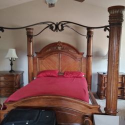 california king wooden bed frame with canopy 