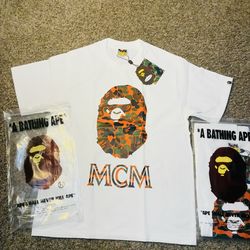 White Mcm Bape shirt