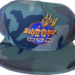 New Supreme Fire 6-Panel 5-Panel Cap Hat Camp USA Camo Fall Winter 2017 FW17