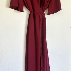 Elegante Vestido Maxi Burgundy – Estilo Wrap y Ajuste Perfecto 2xxl yo soy L