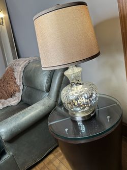 Lamp + Glass-Top Side Table Set — Modern, Clean, Must Sell (Moving Out of Country)