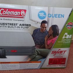 Coleman GuestRest 18 Inch Queen AirBed Air Mattress WITH Built-in Pump; Brand New, Sealed Box