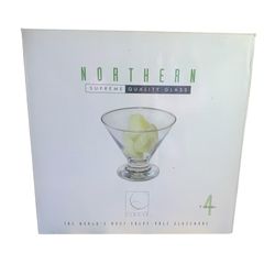 Circleware Northern Supreme Quality Glass Seamless Martini/Cocktail 4-Piece Set