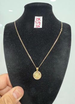 10K Solid Gold Chain and Pendant For Wedding 3.1Gr 20 Inches Long