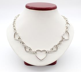 Authentic Tiffany & Co. Six Open Heart Pendant Necklace – Sterling Silver, 16”