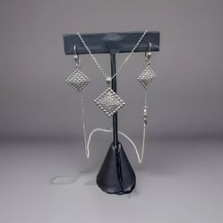 Matching 14k White Gold Necklace/Earring Set