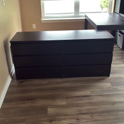 IKEA MALM 6-Drawer Dresser - Black-Brown (Great Condition)