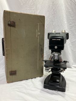 Vintage Bausch & Lomb Binocular Microscope w Original Case