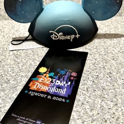 D23 2024 Disney Expo Disney+ Plus Ears Mouse Ears Mickey Hat Sky Blue Poster New