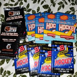 LOT OF 10  PACKS OF NHL TRADING HOBBY CARDS 1990, 1991, 1992