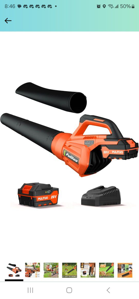 20V Cordless Leaf Blower with 4.0Ah Battery and Charger

