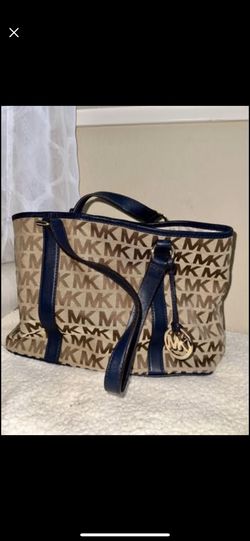 Michael Kors Bags | IMedium Bag in Beige with Blue Detailing | Gold Trim