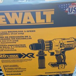 DEWALT DCD996 B 1/2”(13mm)BRUSHLESS 3 SPEED HAMMER DRILL (TOOL ONLY) SOLO HERRAMIENTA