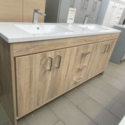 New 72D” Bathroom Vanity - White Oak