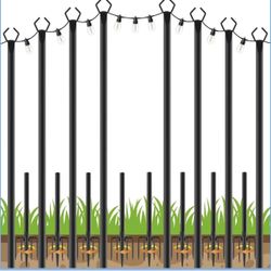 Brand new 8 Pack String Light Poles,10 FT Metal Poles with Fork for Outdoor String Lights