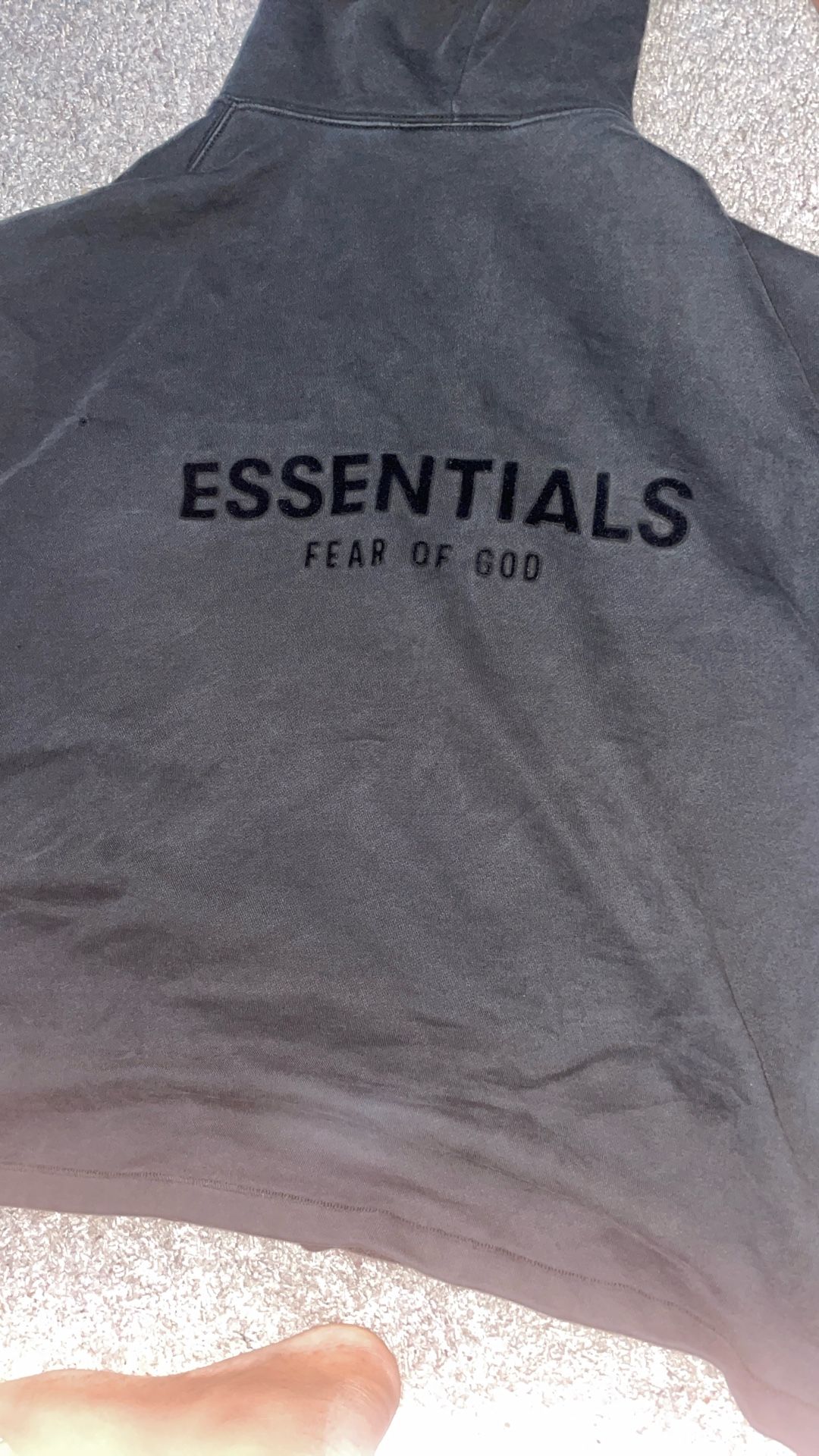 Essentials Fear Of God Black Hoodie Medium 
