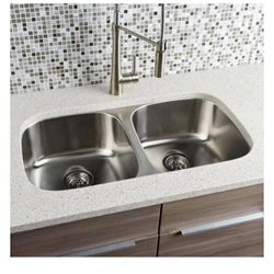 Kitchen Sink 32.25" L × 18" W Double Bowl Undermount, New in Box