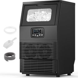 Ice Maker Machine, 66Lbs/24H with 8Lbs Storage Capacity, 32 Ice Cubes in 12-20 Mins, Self-Cleaning, Freestanding for Compact Cafe/Bar