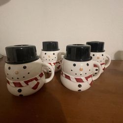 Ceramic Snowman Mugs (set of Four)