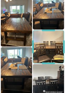 Rustic Wood Dining Table with Chairs