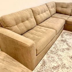 Tan 118" by 88" 2pc Sectional Sofa with RAF Chaise 