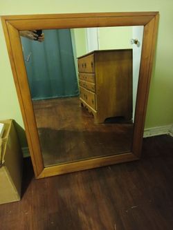 Vintage 1950s Crawford Furniture Co Mid Century MCM Maple Frame Mirror