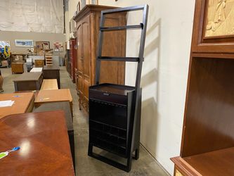 Black Wooden Slanted Wine Rack Shelf