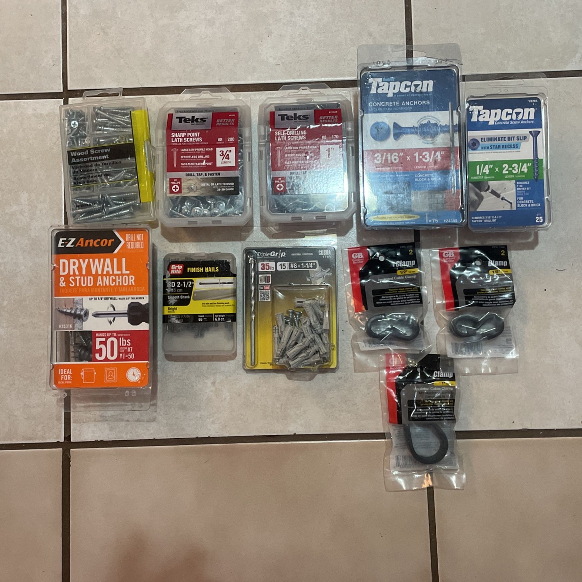 Assorted Unopened Tapcons Heavy Duty And Drywall Anchors Misc Self Tapping
