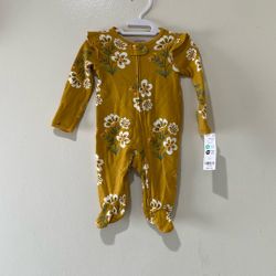 Carters New Baby Girls Onesie Clothes Yellow Mustard Floral Flower 3 M