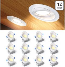 (Brand New in Box)  Ensenior 12 Pack 4 inch LED Gimbal Led Recessed Light with Junction Box, 2700K-5000K 5CCT, 360°+90° Adjustable Directional Eyeball