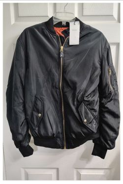 'Bershka' Women's Zippered Black Bomber Jacket ~ Small *NWT*