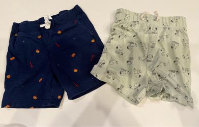 Carter's Navy Shorts and Light Green Peanuts Print Shorts size 2T