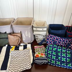 Assorted bags and storage bins