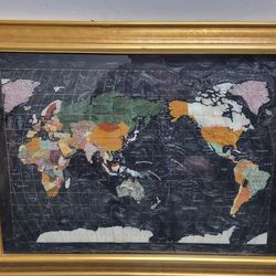 Black Gemstone Map In Frame